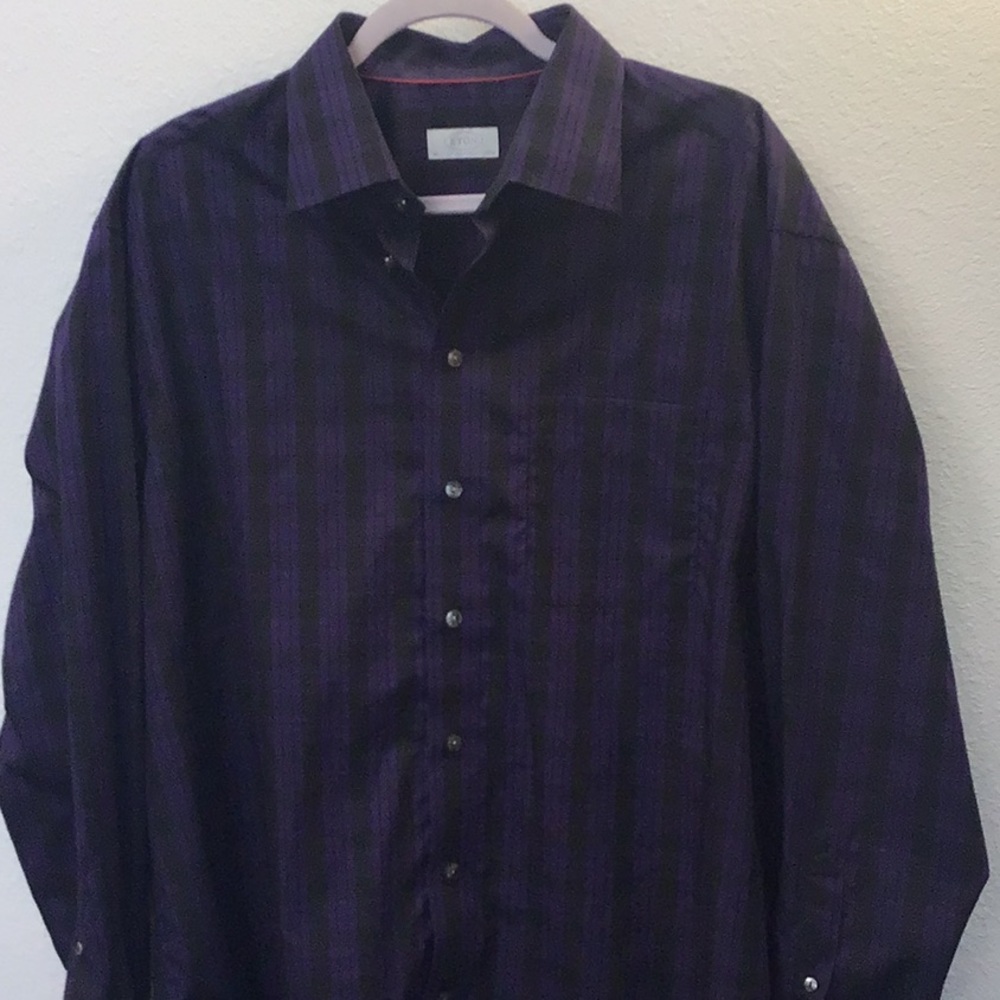 Eton Classic men’s shirt 17.5 preowned purple/black